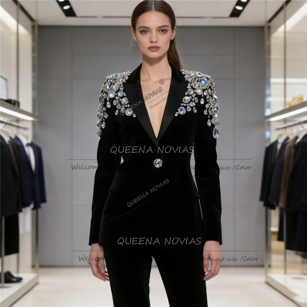 Velvet Blazer Vintage - Эксклюзивные женские костюмы с бриллиантовыми бусинами,