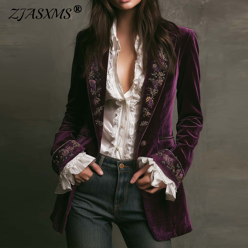 Velvet Blazer Vintage - Новые женские зимние пальто и куртки,