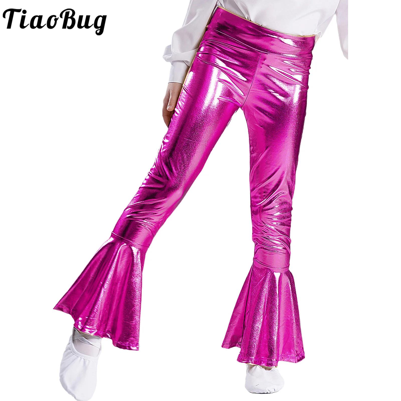 Wide Leg Trouser 70S - Детские блестящие расклешенные брюки металлик для