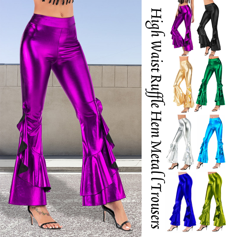 Женские блестящие брюки-клеш с – обзор и цена Wide Leg Trouser 70S